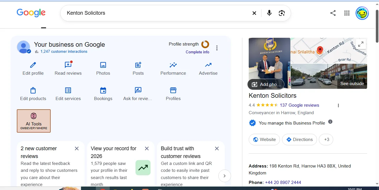 Google Business Profile for the firm with a 4.4 rating from 137 Google reviews